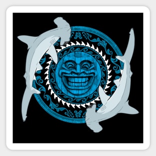 Hammerhead shark tiki totem Sticker